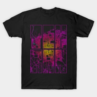 Tehran, Iran City Map Typography - Neon T-Shirt